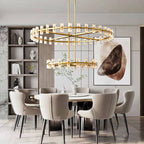 Industrial Round Two-Tier-Crystal Chandelier - Yami Lightings