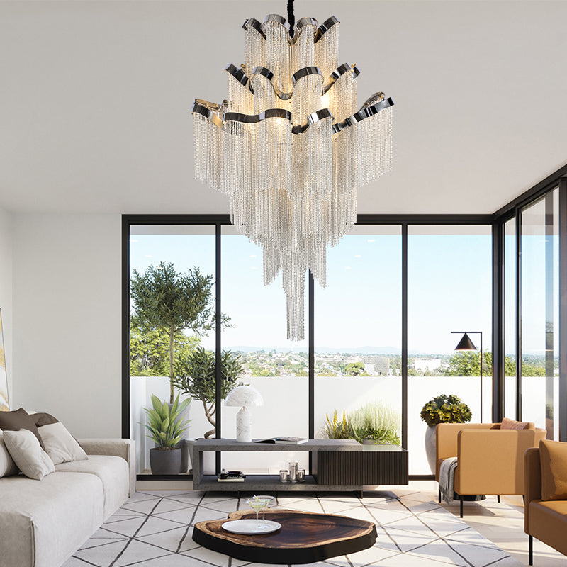 Gladys Aluminum Chain Tassel Stream Chandelier - Yami Lightings
