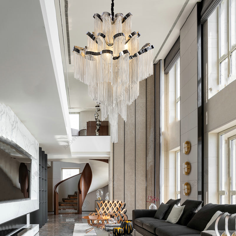 Gladys Aluminum Chain Tassel Stream Chandelier - Yami Lightings