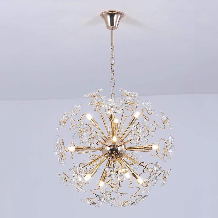 Golden Faceted Crystal Petal Dandelion Chandelier - Yami Lightings