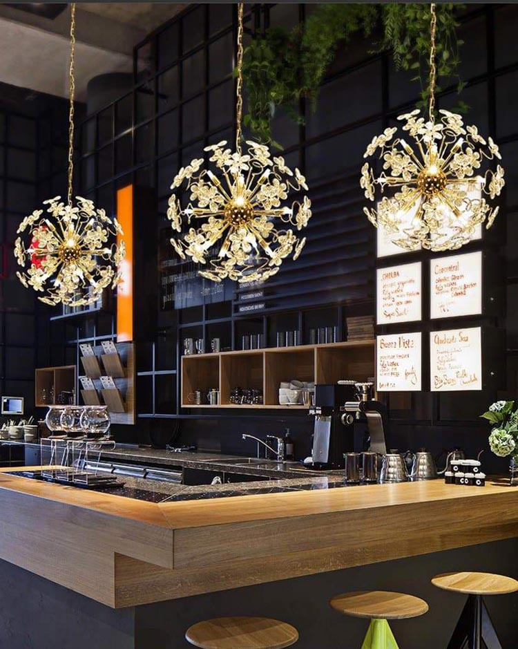 Golden Faceted Crystal Petal Dandelion Chandelier - Yami Lightings