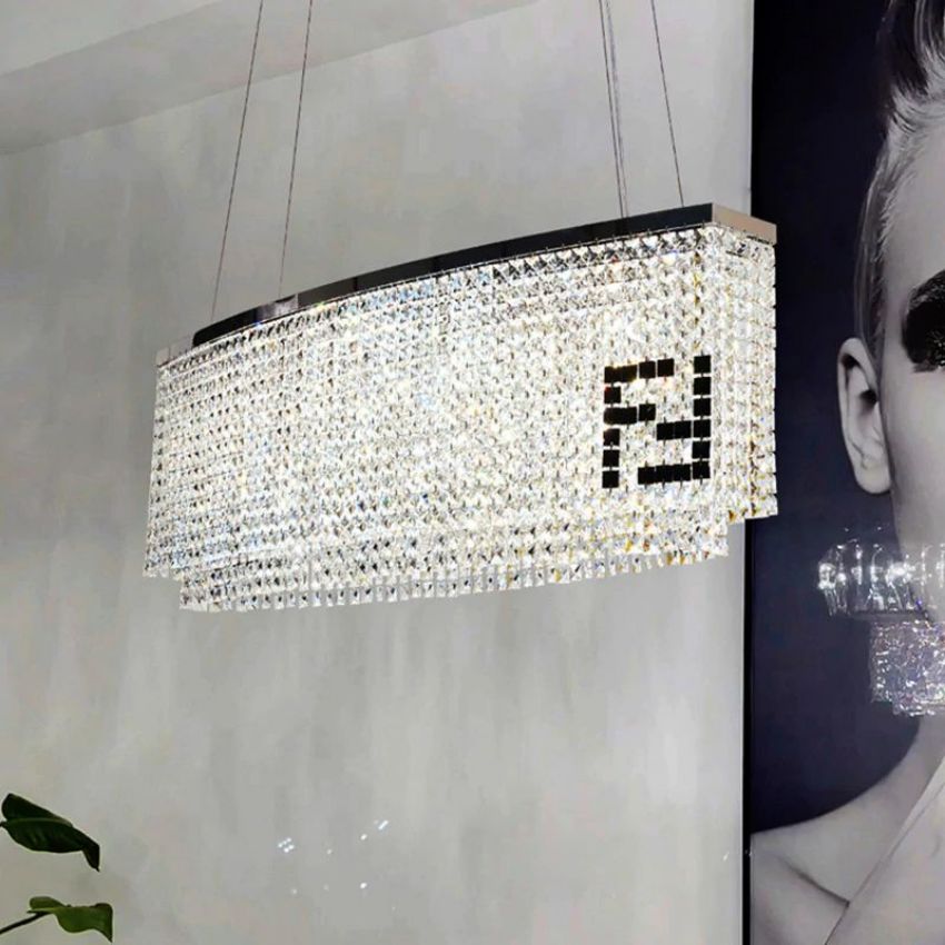 Olive Oval Crystal Chandelier For Dining Table - Yami Lightings