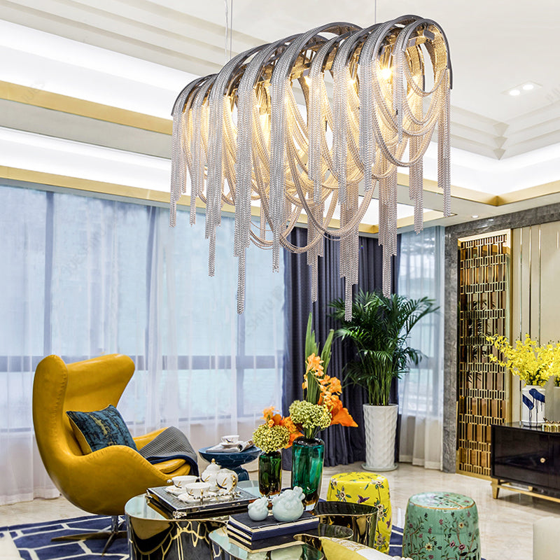 Aurora Luxury Aluminum Chain Tassel Chandelier - Yami Lightings
