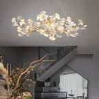 Gingko Porcelain Petal Brass Branch Chandelier - Yami Lightings