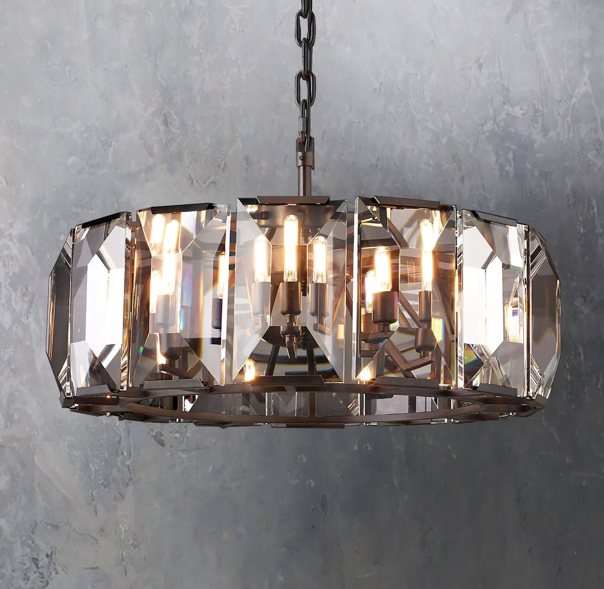 Faceted Crystal Glass Round Chandelier D31" - Yami Lightings
