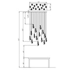 Raindrop Linear Chandelier 54" (custom 15 lights) - Yami Lightings