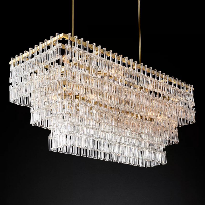 Marignan Three-Tier Rectangular Chandelier 60" - Yami Lightings