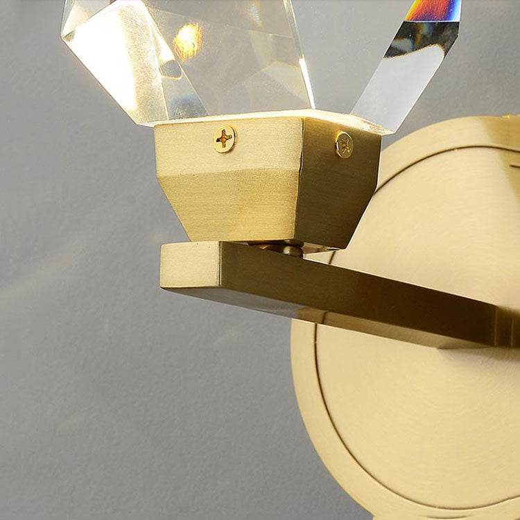 Aurelia Modern Faceted Crystal Brass Wall Sconce - Yami Lightings