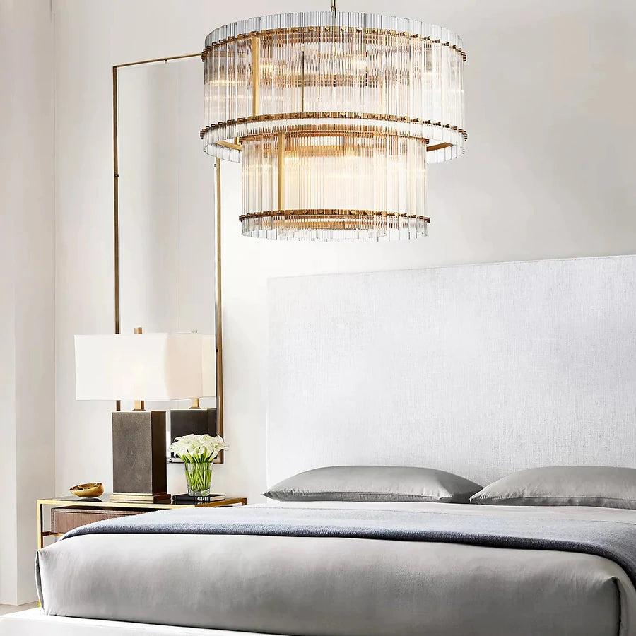 Marcia Glass TWO-TIER Round Chandelier D60" - Yami Lightings