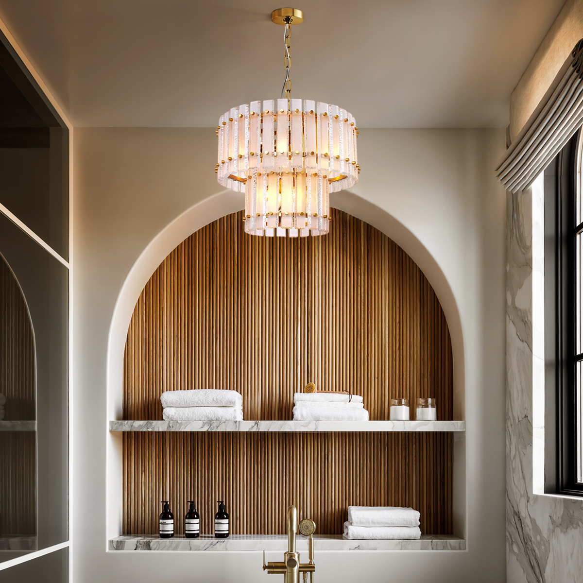 Mara Classical Round Glass Chandelier