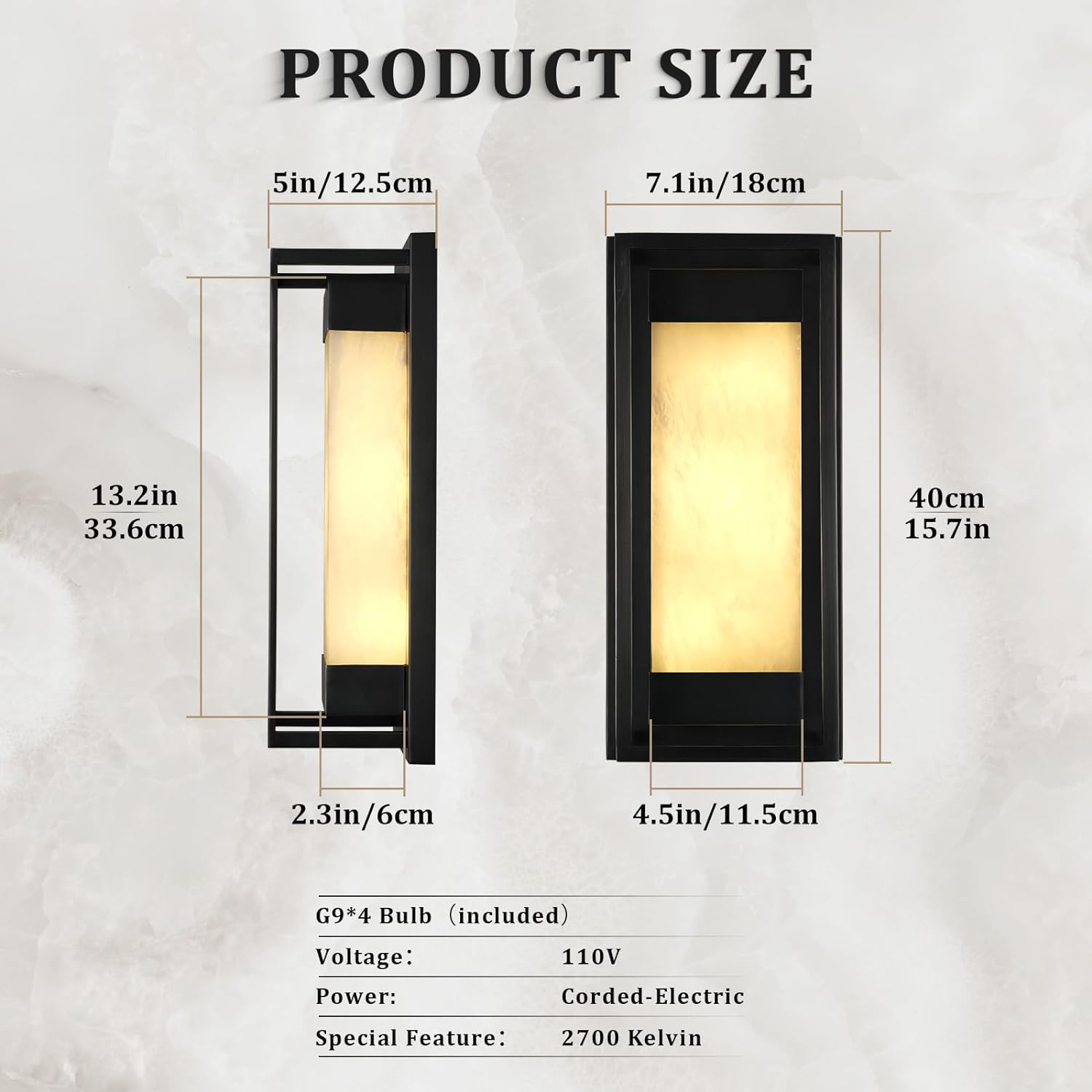 Alabaster Square Shaped Wall Sconce 15.7"