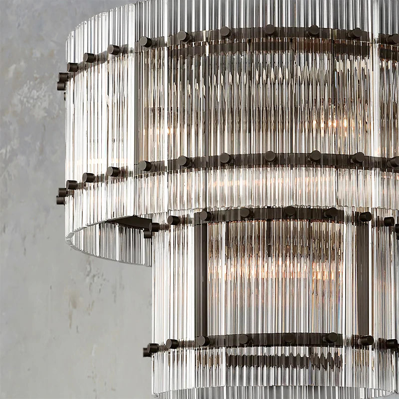 Marcia Glass TWO-TIER Round Chandelier D22" - Yami Lightings