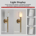 Alabaster 1head Brass/Black Strip Wall Sconce for All Scene 21.6"