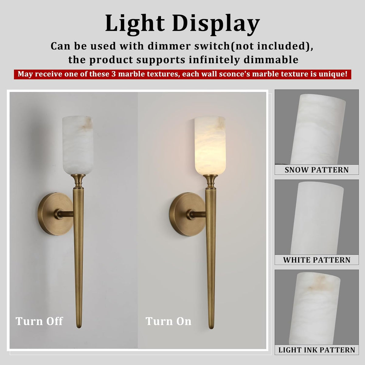 Alabaster 1head Brass/Black Strip Wall Sconce for All Scene 21.6"