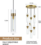 Glass Tube Brass Pendant Lights 1 Light/7 Lights