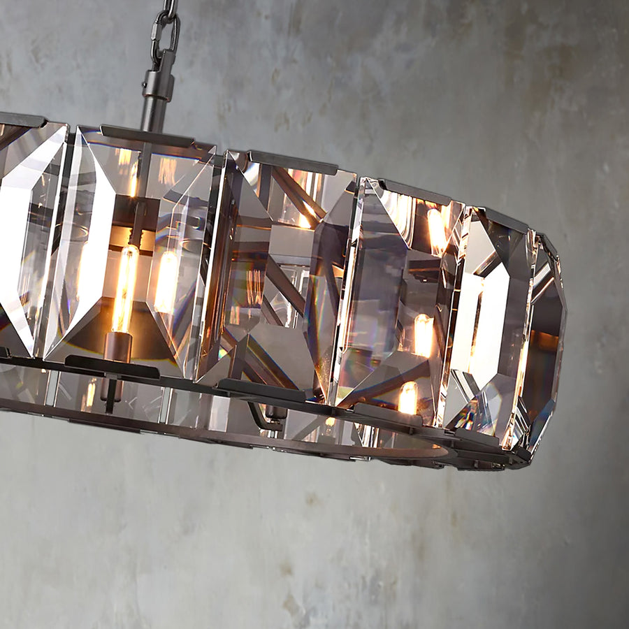 Faceted Crystal Glass Round Chandelier D43" - Yami Lightings