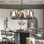 Faceted Crystal Glass Round Chandelier D31" - Yami Lightings