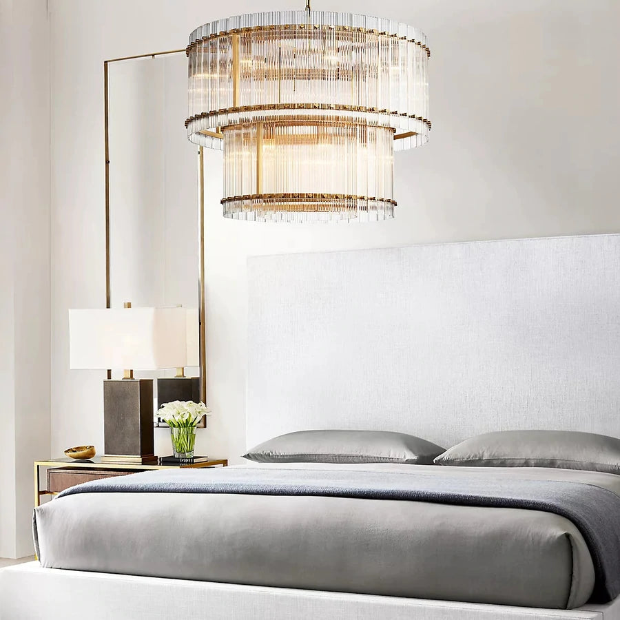 Marcia Glass TWO-TIER Round Chandelier D48" - Yami Lightings