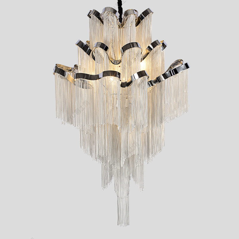 Gladys Aluminum Chain Tassel Stream Chandelier - Yami Lightings