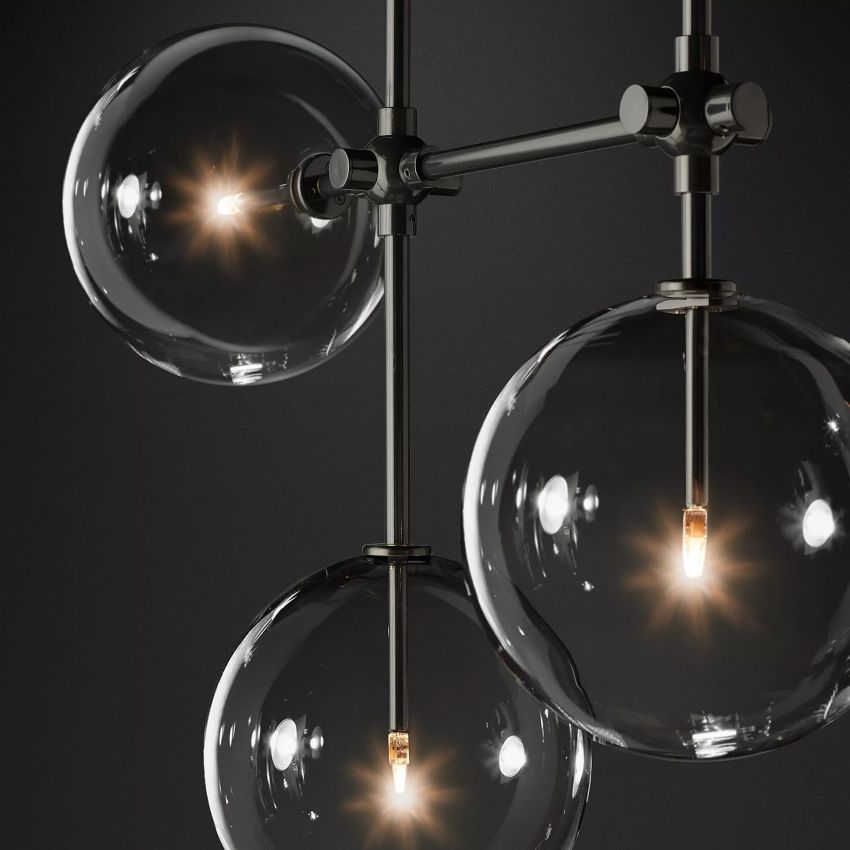Glass Globe Moblie Linear Chandelier 60" - Yami Lightings