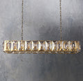 Faceted Crystal Glass Rectangular Chandelier L74" - Yami Lightings