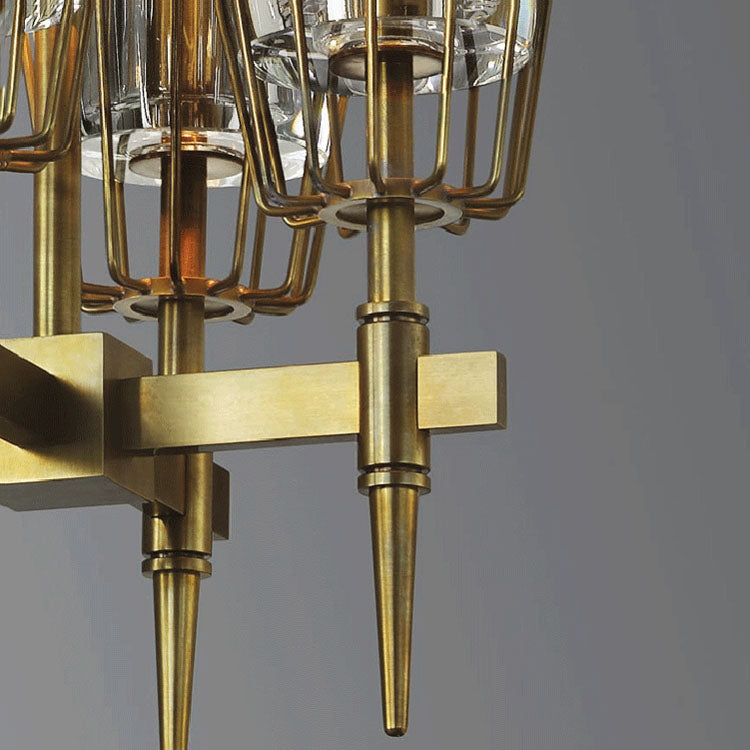 Delia Brass Chandelier Glass Lighting - Yami Lightings