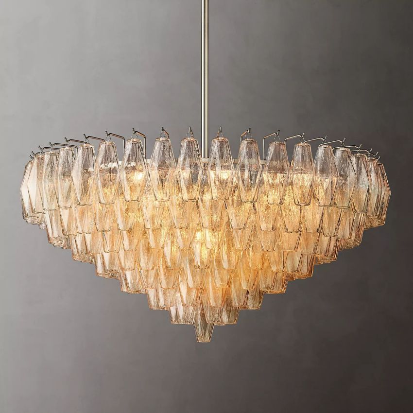 Murano Clear Glass Tiered Round Chandelier - Yami Lightings