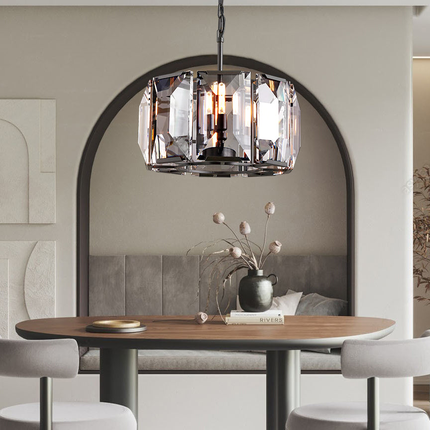 Faceted Crystal Glass Round Chandelier D19" - Yami Lightings