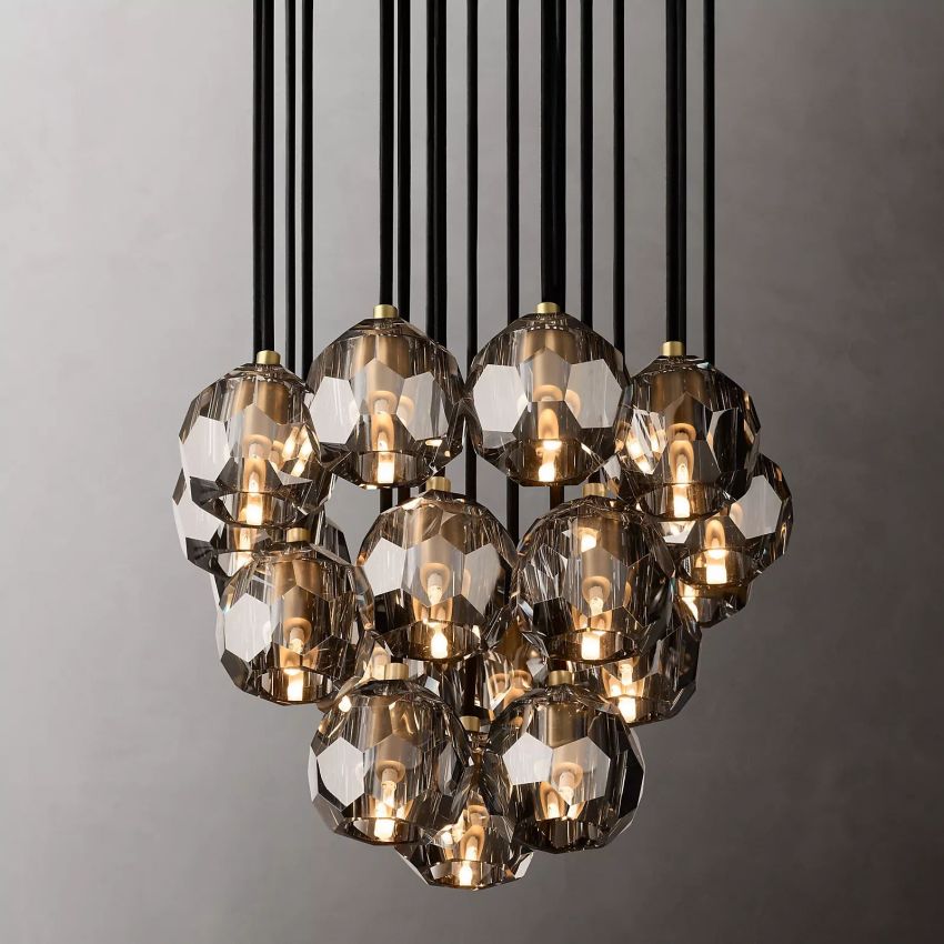 Belle De Crystal Ball Round Cluster Chandelier 19" - Yami Lightings