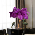 Elva Ostrich Feather Table Lamp Brass Palm Tree Lamp - Yami Lightings