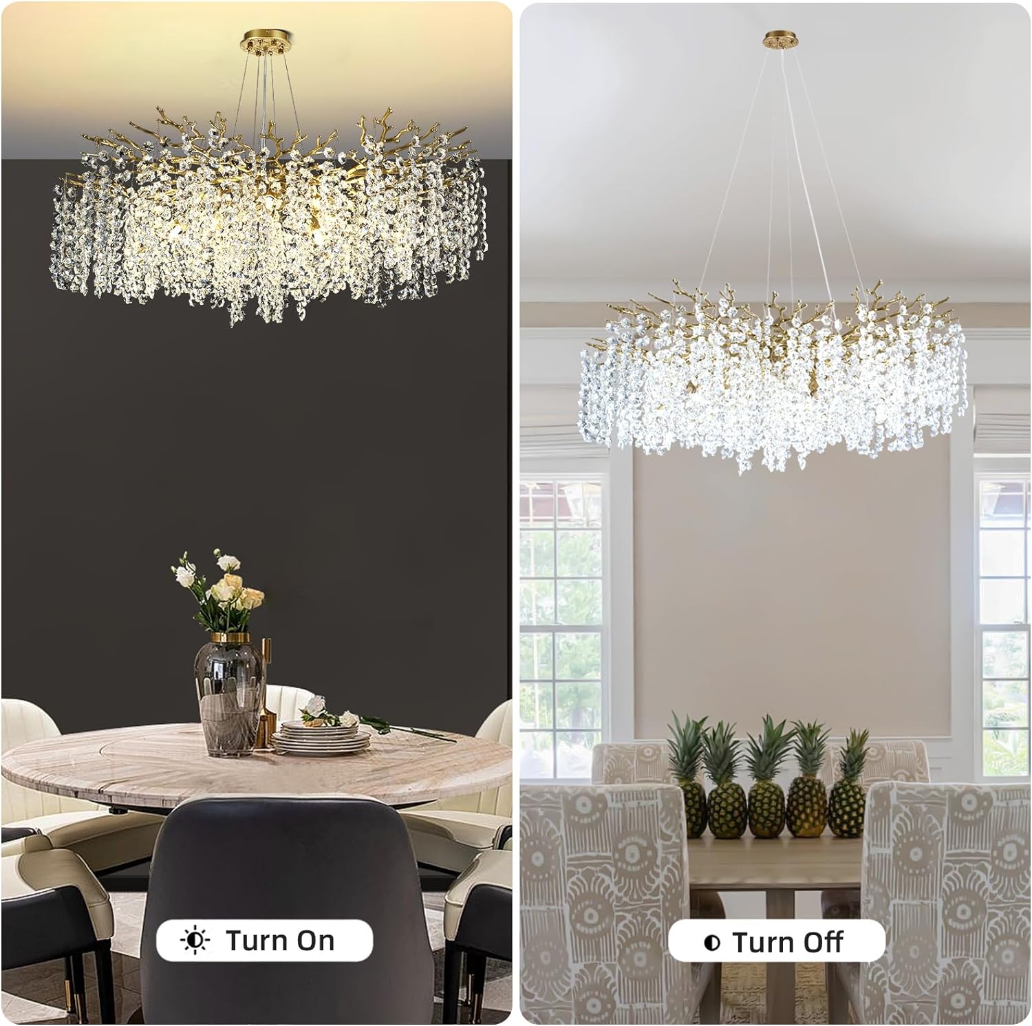 Snow Tree Branch Crystal Chandelier for All Rooms 30" 40" 55"