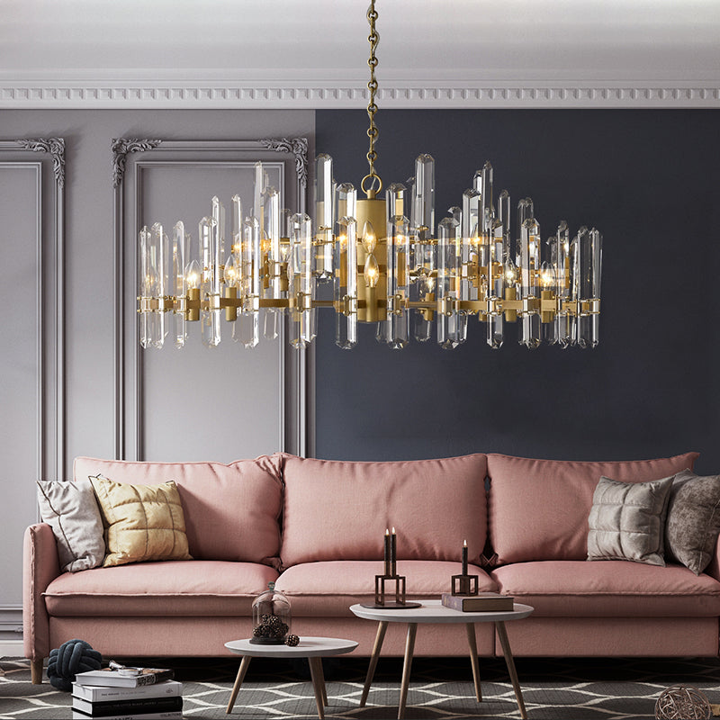 Bonnie Faceted Crystal Prisms Round Chandelier - Yami Lightings