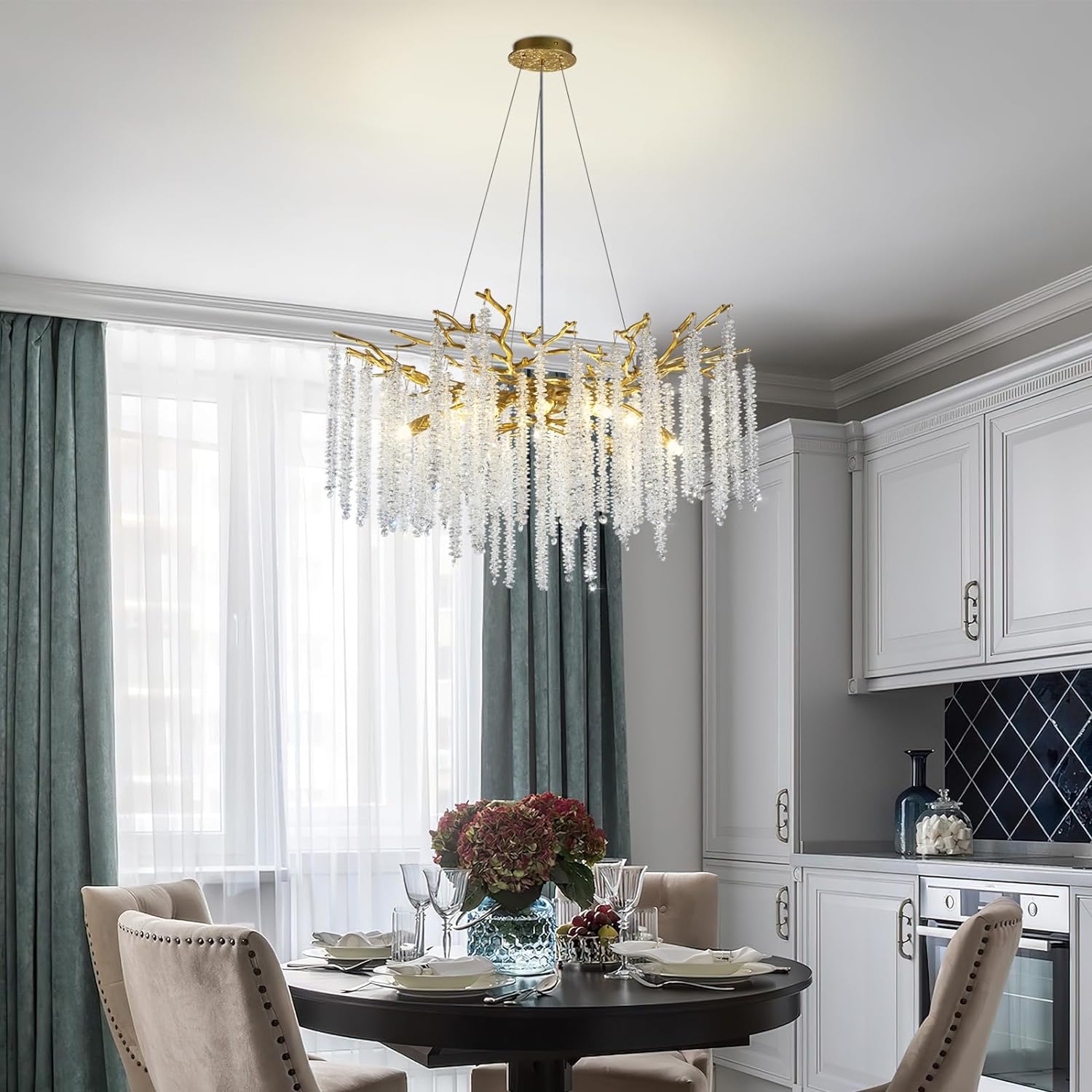 Snow Tree Branch Crystal Gold Chandeliers for All Rooms 30''
