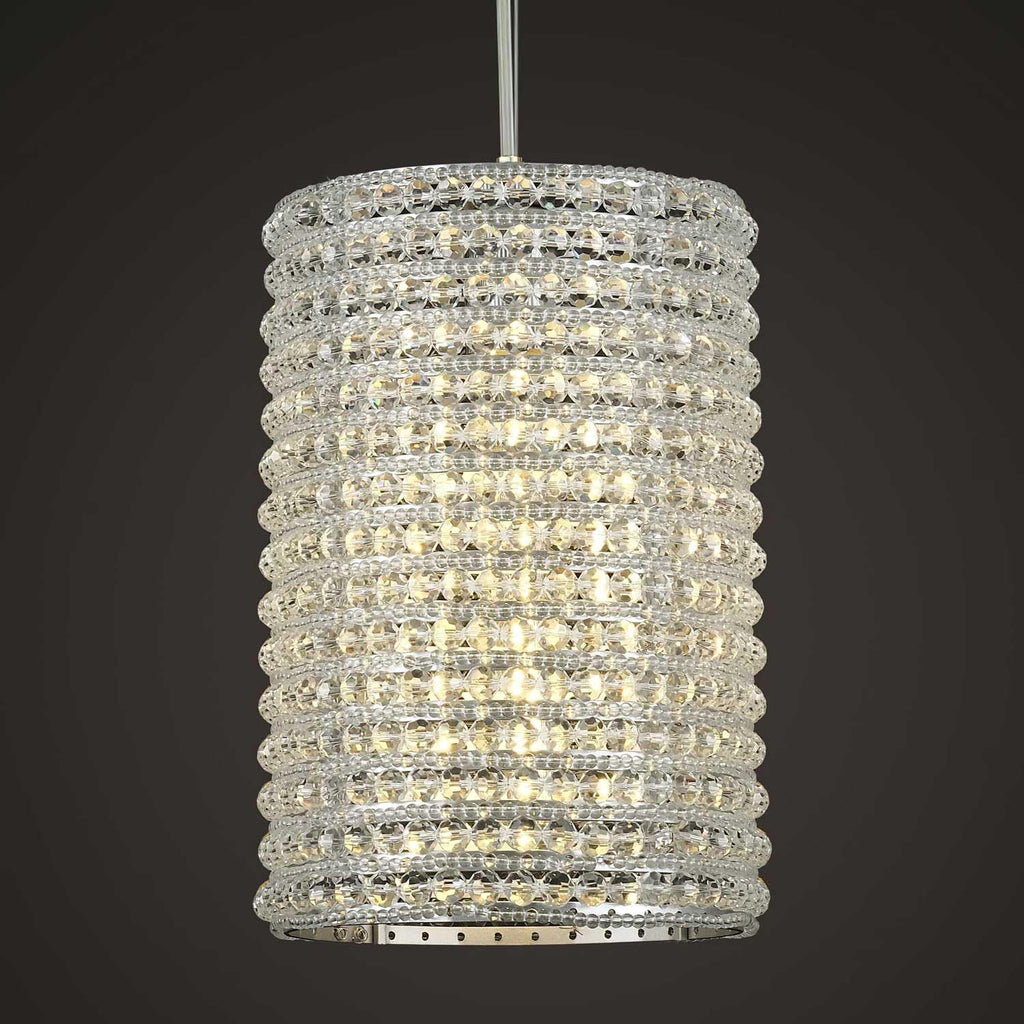 Grey/Clear K9 Crystal Beads Pendant Lights 12"