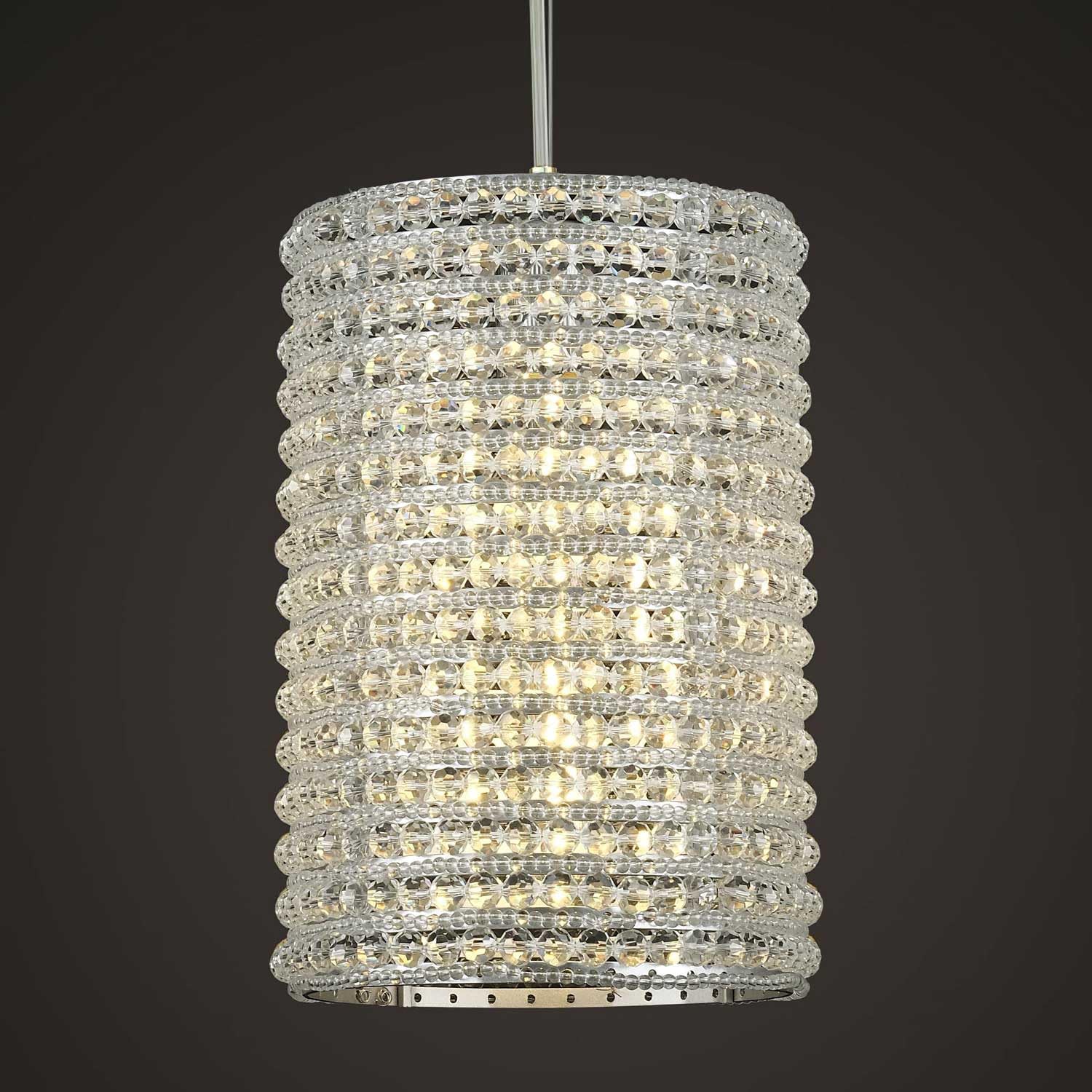 Grey/Clear K9 Crystal Beads Pendant Lights 12"