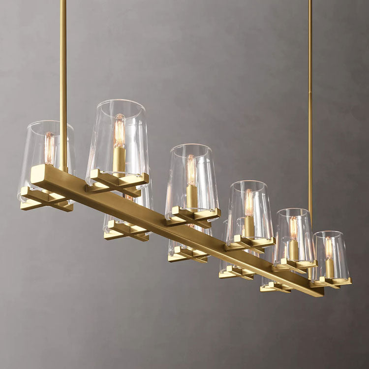Penelope Modern Clear Glass Linear Chandelier - Yami Lightings