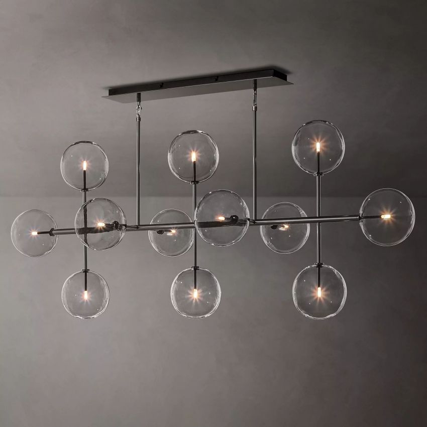 Glass Globe Moblie Linear Chandelier 72" - Yami Lightings