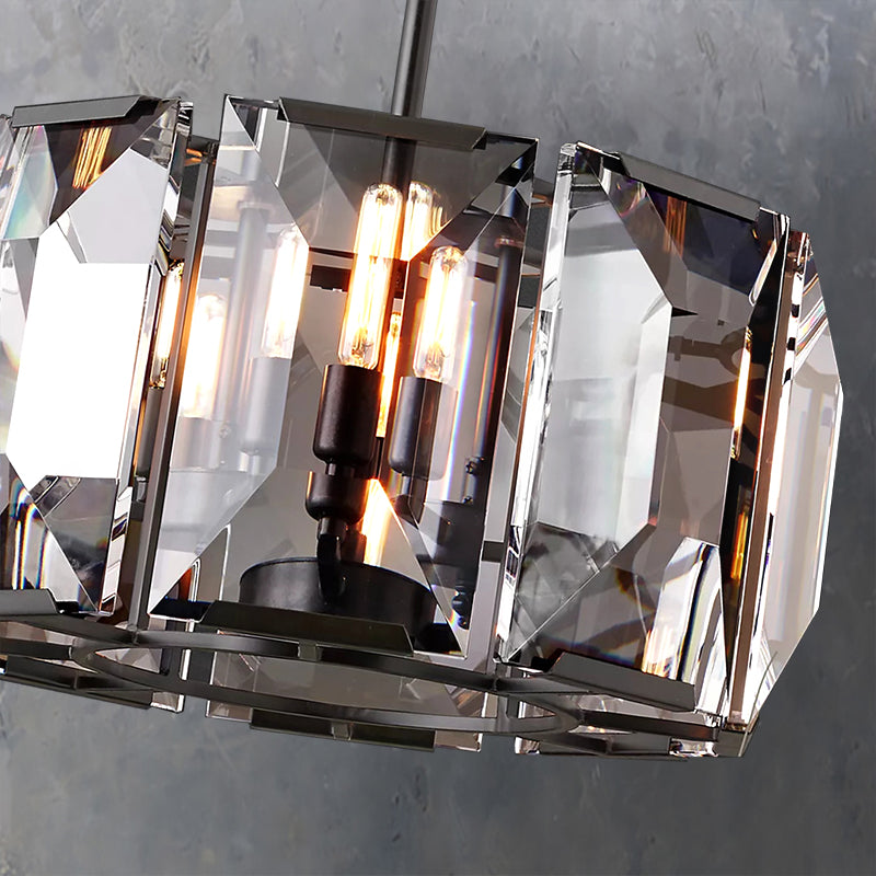 Faceted Crystal Glass Round Chandelier D19" - Yami Lightings