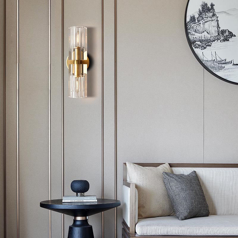 Industrial Crystal Glass Cup Linear Wall Sconce - Yami Lightings