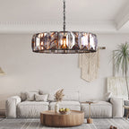 Faceted Crystal Glass Round Chandelier D43" - Yami Lightings