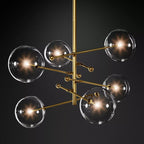 Glass Globe Mobile Six-Arm Chandelier 54" - Yami Lightings
