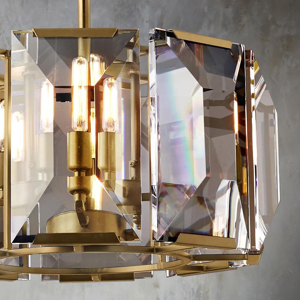 Faceted Crystal Glass Round Chandelier D19" - Yami Lightings