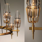 Delia Brass Chandelier Glass Lighting - Yami Lightings