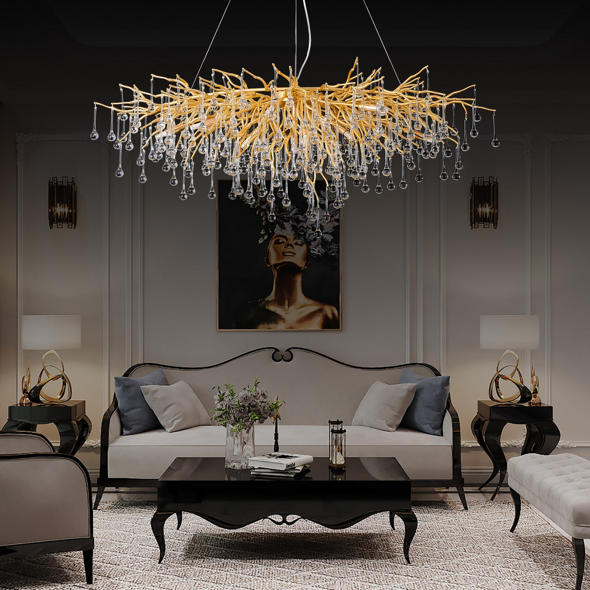 Modern Crystal Branch Raindrop Chandelier - Yami Lightings
