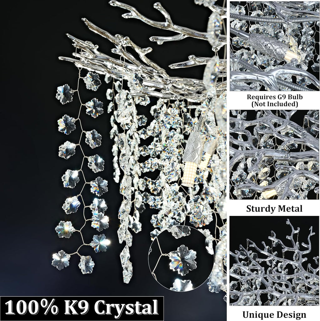 Snow Tree Branch Crystal Chandelier for All Rooms 30" 40" 55"