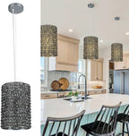 Grey/Clear K9 Crystal Beads Pendant Lights 12"