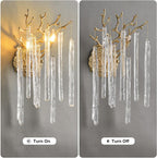 Ice Strip Crystal Gold Wall Sconce for All Rooms 17.7"H
