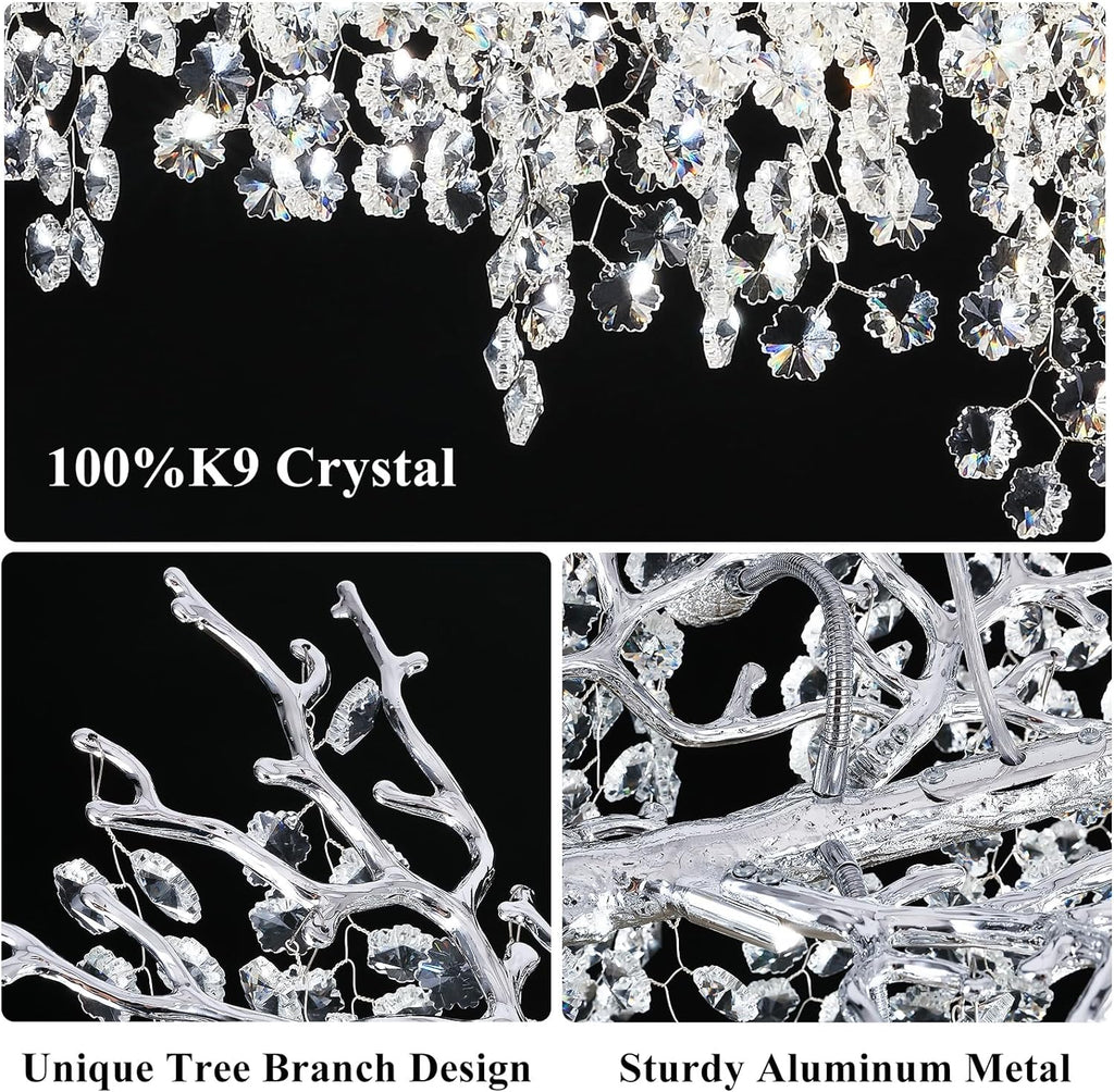 Snow Tree Branch Crystal Chandelier for All Rooms 30" 40" 55"