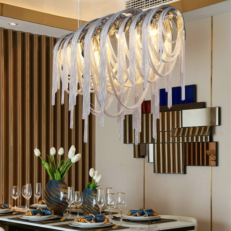 Aurora Luxury Aluminum Chain Tassel Chandelier - Yami Lightings