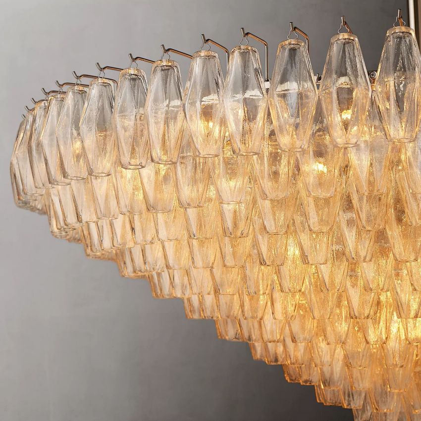 Murano Clear Glass Tiered Round Chandelier - Yami Lightings